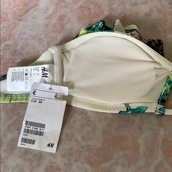 XS Strapless floral bikini top w/ruffle NWT H&M - Picture 3 of 6